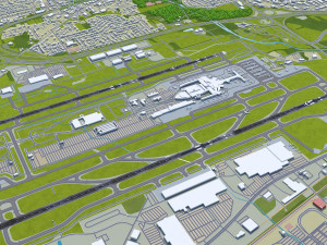 John Glenn Columbus International Airport 10km 3D Модель