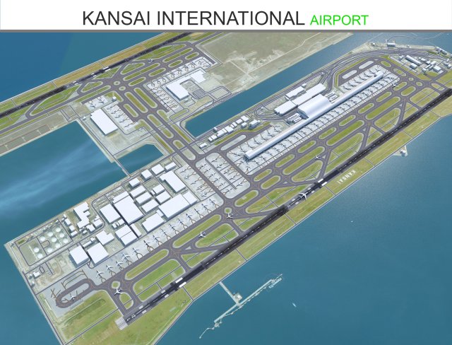 Kansai International Airport 10km 3D Model .c4d .max .obj .3ds .fbx .stl .blend
