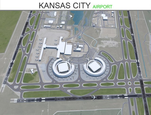 Kansas City Airport 12km 3Dモデル .c4d .max .obj .3ds .fbx .stl .blend 