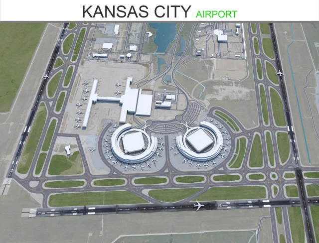 Kansas City Airport 12km 3D Model .c4d .max .obj .3ds .fbx .stl .blend 