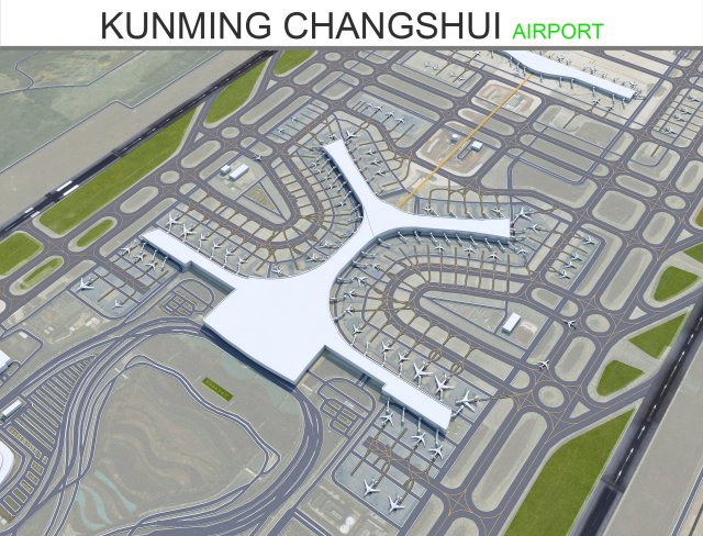 Kunming Changshui International Airport 10km 3D 모델 .c4d .max .obj .3ds .fbx .stl .blend 