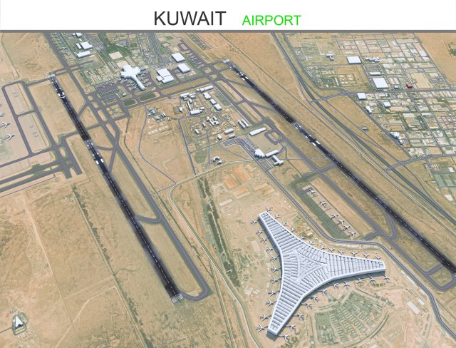 Kuwait Airport 10km Modelo 3D .c4d .max .obj .3ds .fbx .stl .blend 