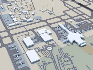 Kuwait Airport 10km 3D Model
