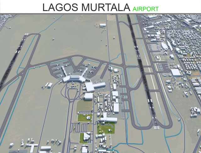 Lotnisko Lagos Murtala Muhammed 10 km Model 3D .c4d .max .obj .3ds .fbx .stl .blend 
