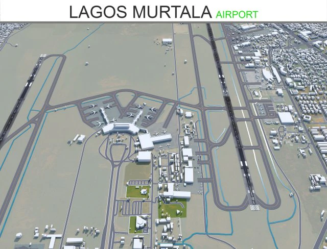 Lagos Murtala Muhammed Airpor 10km 3D Model .c4d .max .obj .3ds .fbx .stl .blend 
