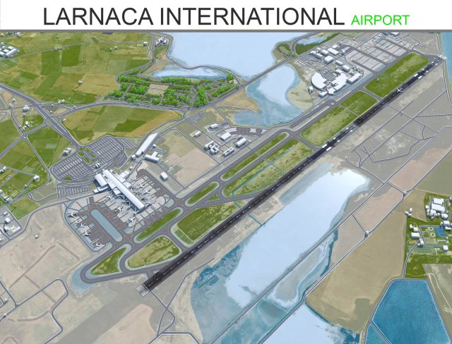 Larnaca International Airport 10km 3D Model .c4d .max .obj .3ds .fbx .stl .blend 