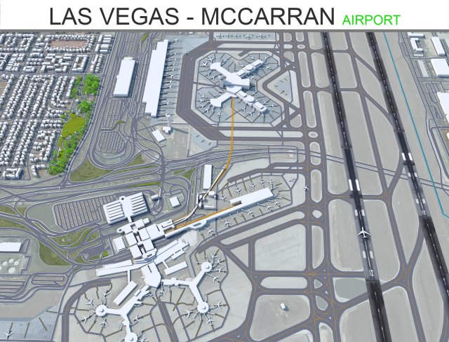 Las Vegas - McCarran Airport 10km 3D Model .c4d .max .obj .3ds .fbx .stl .blend 