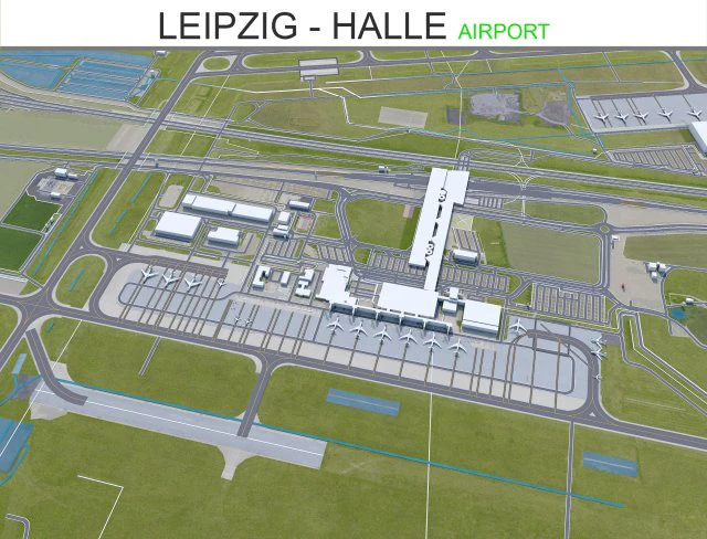 Leipzig - Halle Airport 15km 3D Model .c4d .max .obj .3ds .fbx .stl .blend 