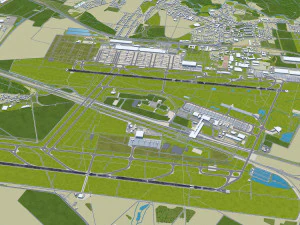 Leipzig - Halle Airport 15km 3D Model
