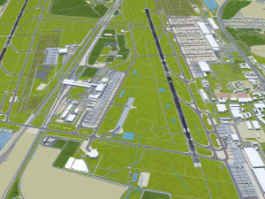 Leipzig - Halle Airport 15km 3D Model