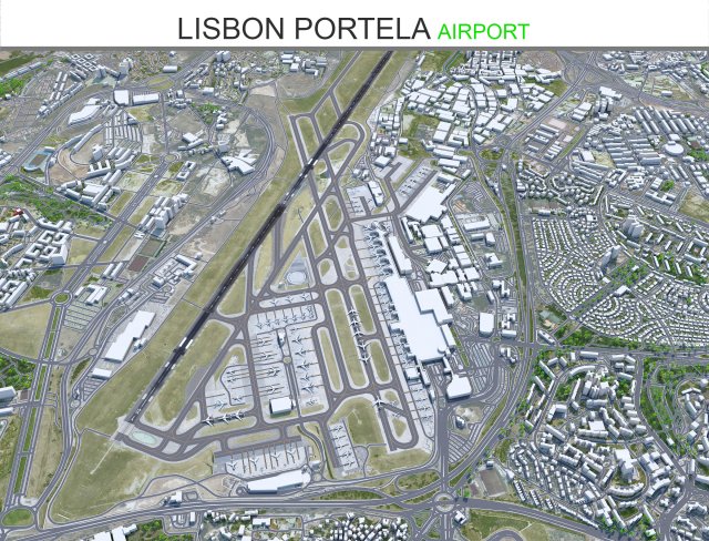 Lisbon Portela Airport 10km Modèle 3D .c4d .max .obj .3ds .fbx .stl .blend 