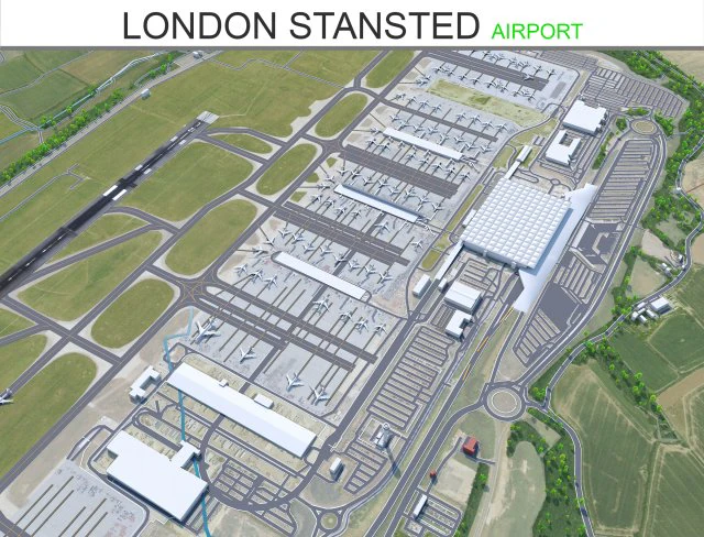 London Stansted Airport 12km 3D Model .c4d .max .obj .3ds .fbx .stl .blend