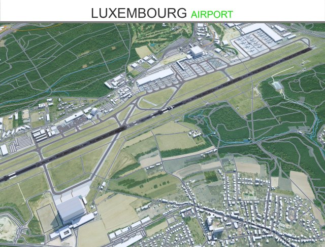 Luxembourg Airport 10km Modelo 3D .c4d .max .obj .3ds .fbx .stl .blend 