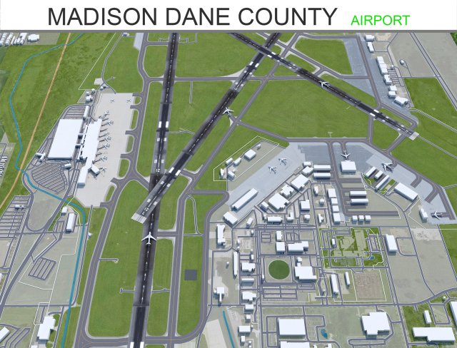 Madison Dane County Airport 10km 3D-Modell .c4d .max .obj .3ds .fbx .stl .blend 