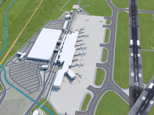 Madison Dane County Airport 10km 3D Model