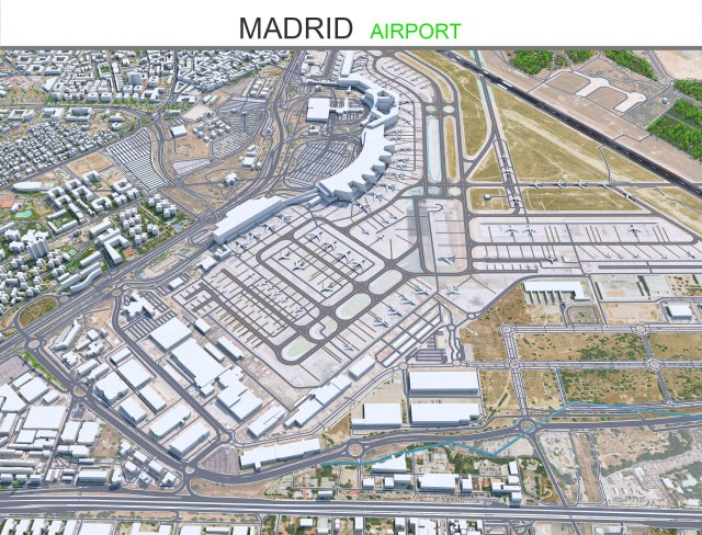 Madrid Airport 10km 3D मॉडल .c4d .max .obj .3ds .fbx .stl .blend
