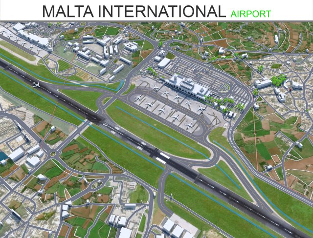Malta International Airport 10km 3Dモデル .c4d .max .obj .3ds .fbx .stl .blend 
