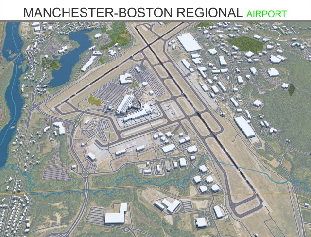 Manchester Boston Regional Airport 10km Modèle 3D .c4d .max .obj .3ds .fbx .stl .blend 