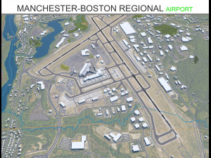 Manchester Boston Regional Airport 10km 3D Model