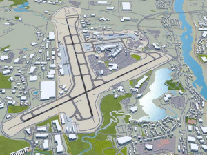 Regionalflughafen Manchester Boston 10 km 3D Modell
