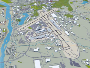 Regionalflughafen Manchester Boston 10 km 3D Modell