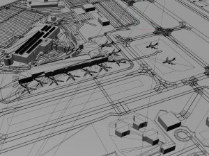 Regionalflughafen Manchester Boston 10 km 3D Modell