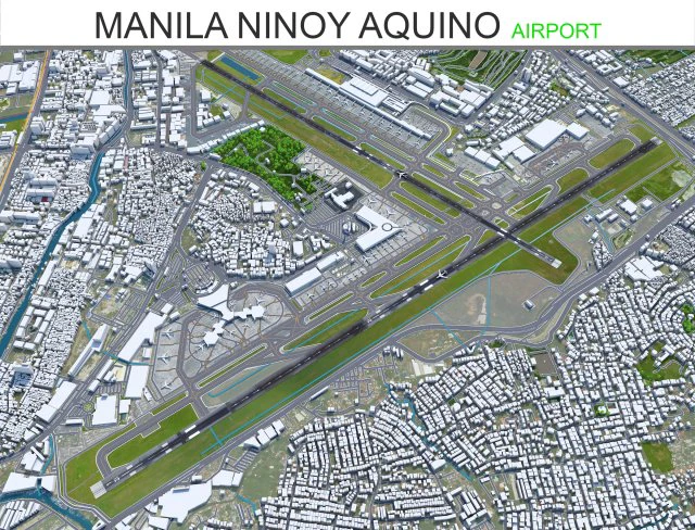 Manila Ninoy Aquino Airport 10km 3D Model .c4d .max .obj .3ds .fbx .stl .blend 