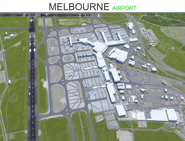 Melbourne Airport 15km Modello 3D .c4d .max .obj .3ds .fbx .stl .blend 