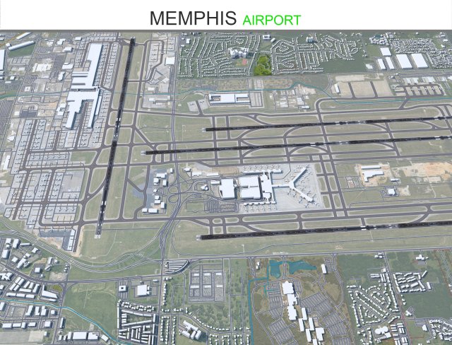 Memphis Airport 10km Modello 3D .c4d .max .obj .3ds .fbx .stl .blend