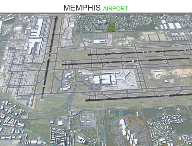 Memphis Airport 10km 3D Model .c4d .max .obj .3ds .fbx .stl .blend 