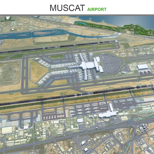 Muscat Airport 10km 3D Model .c4d .max .obj .3ds .fbx .stl .blend 