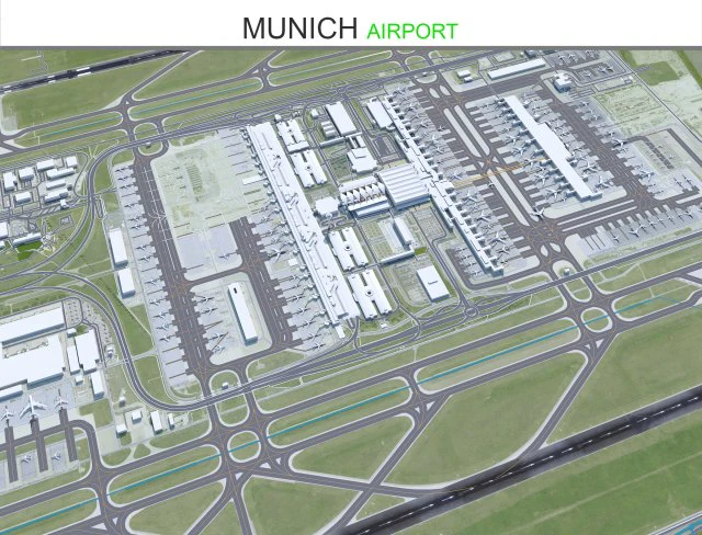 Munich Airport 15km 3D Model .c4d .max .obj .3ds .fbx .stl .blend 