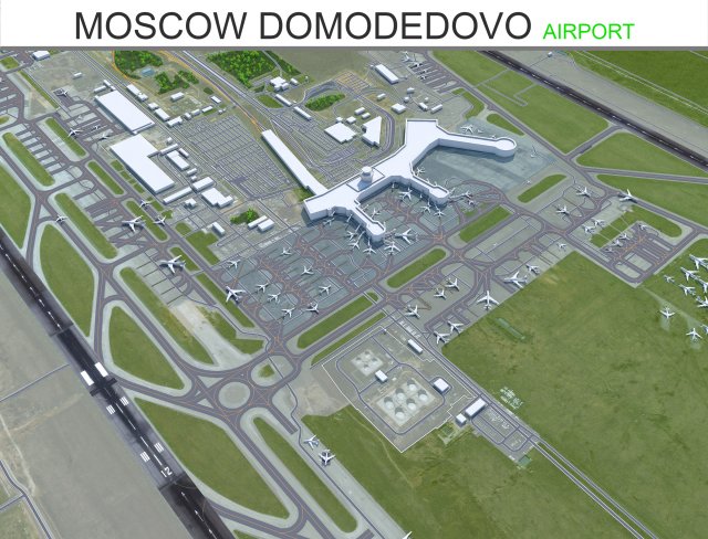 Moscow Domodedovo Mikhail Lomonosov Airport 15km 3D Model .c4d .max .obj .3ds .fbx .stl .blend 