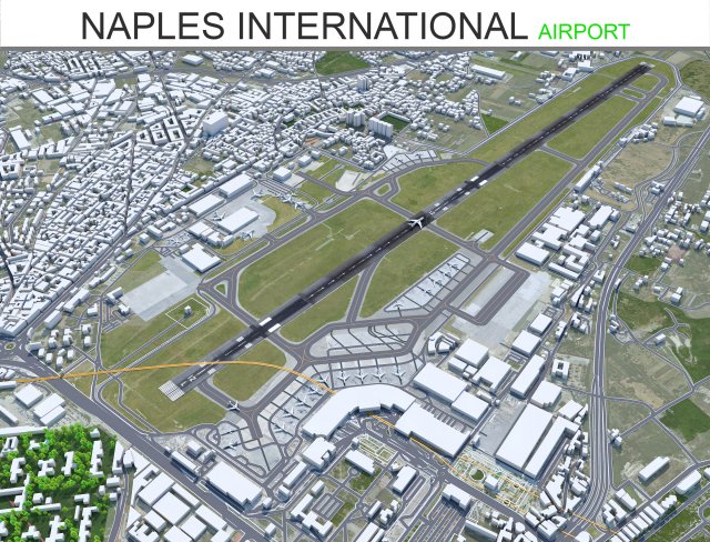 Naples International Airport 10km 3Dモデル .c4d .max .obj .3ds .fbx .stl .blend 