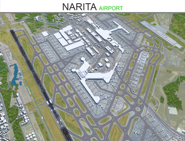Narita Airport 15km 3D Modell .c4d .max .obj .3ds .fbx .stl .blend