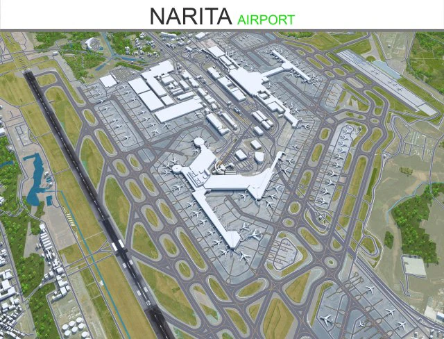 Narita Airport 15km 3D Model .c4d .max .obj .3ds .fbx .stl .blend 