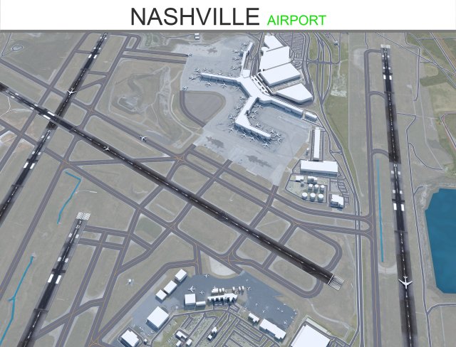 Nashville Airport 10km Modelo 3D .c4d .max .obj .3ds .fbx .stl .blend 