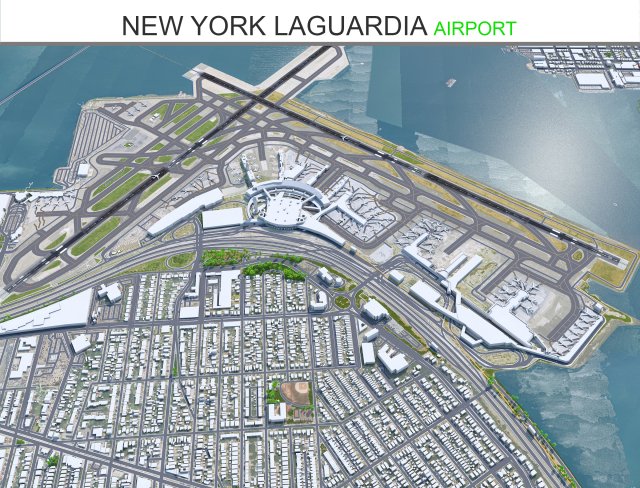 New York LaGuardia Airport 8km 3D 모델 .c4d .max .obj .3ds .fbx .stl .blend 