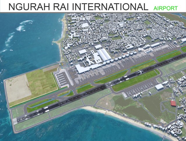 Ngurah Rai International Airport 10km 3D Model .c4d .max .obj .3ds .fbx .stl .blend 