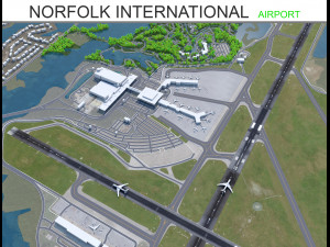 Norfolk International Airport 10km 3D Model
