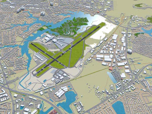 Norfolk International Airport 10km 3D Model