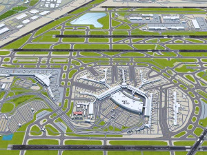 OHare International Airport 15km 3D Model