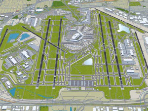 OHare International Airport 15km 3D Model