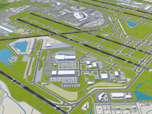 OHare International Airport 15km 3D Model