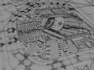OHare International Airport 15km 3D Model