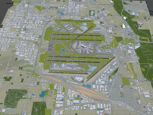 OHare International Airport 15km 3D Model