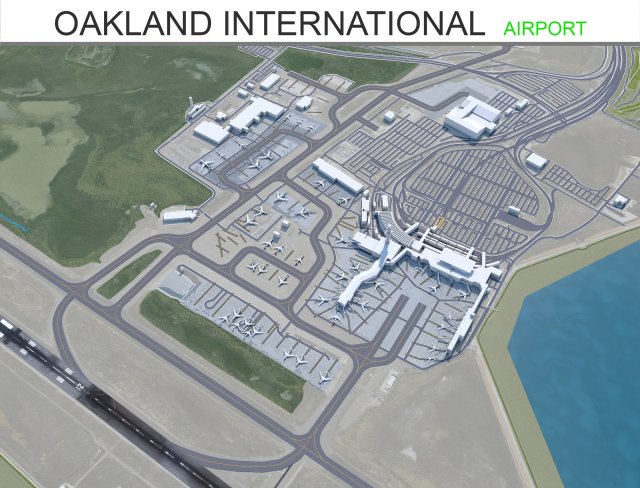Oakland International Airport 10km Modèle 3D .c4d .max .obj .3ds .fbx .stl .blend 