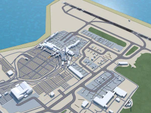 ओकलैंड अंतर्राष्ट्रीय हवाई अड्डा 10 कि.मी 3D मॉडल