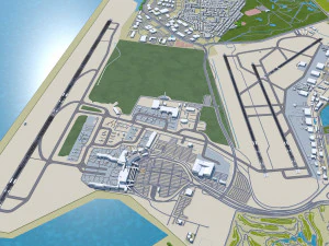 ओकलैंड अंतर्राष्ट्रीय हवाई अड्डा 10 कि.मी 3D मॉडल