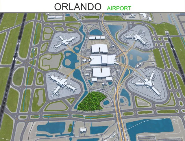 Orlando Airport 15km 3D Model .c4d .max .obj .3ds .fbx .stl .blend 